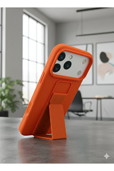 GENERAL Orange Dual-Layer Shockproof Case with Built-in Kickstand for iPhone 17 Pro Phone Cover