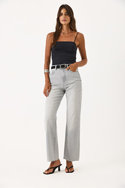 VENA Women's Wanda Gray Wide Leg Jean Pants - Gray