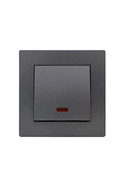 Klaus 10 τεμάχια, μονός διακόπτης με ανθρακί LED, KE01702 (10/120)