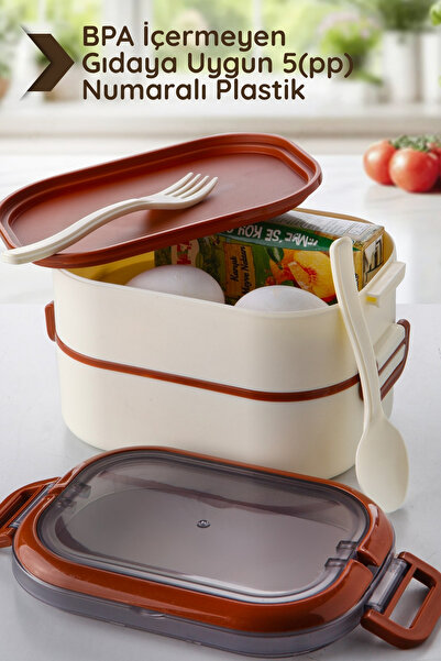 Nandy Home 2-Tier Lunch Box with Thermos Bag – Food Carrying Set (Includes Spoon and Fork)