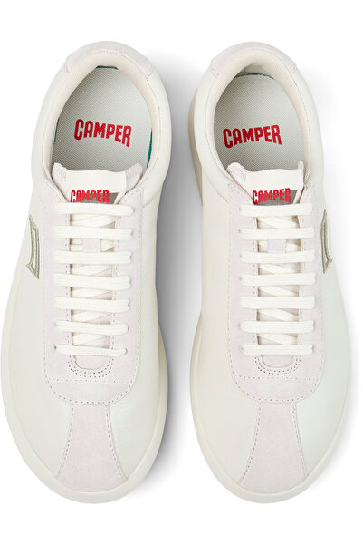 CAMPER Men White Leather and Nubuck Flexible Comfortable Lightweight Lace-Up Sneaker Shoes Pelotas XLF
