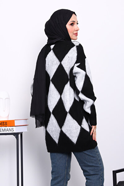 İmajButik    Black Diamond Patterned Knitwear Sweater