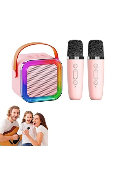 NextFarma Set boxa portabila cu 2 microfoane, Bluetooth, Karaoke, Pentru Copii si Adulti, Roz, Nextfarma®