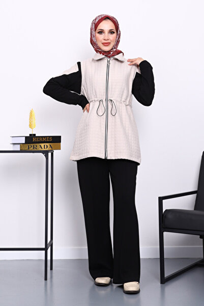 İmajButik Μαύρο Καπιτονέ σετ κοστούμι με γιλέκο Σετ Παντελόνι Τουνίκ