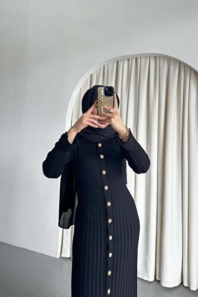 Rimel Moda Aller Merserize Elbise Siyah