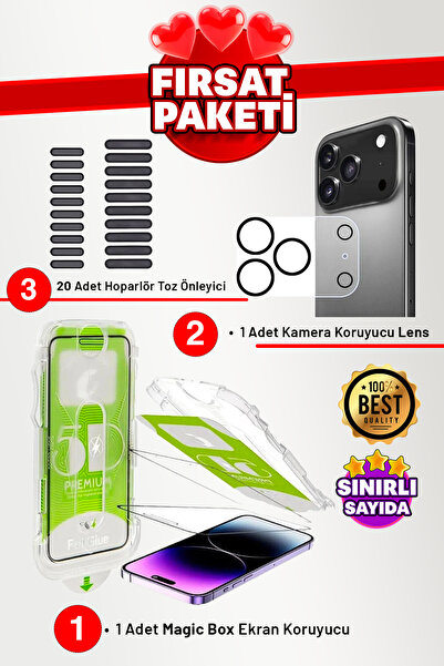 WANNA PROTECT iPhone 17 Pro Uyumlu Mekanizmalı Ekran Koruyucu + Kamera Lens +...