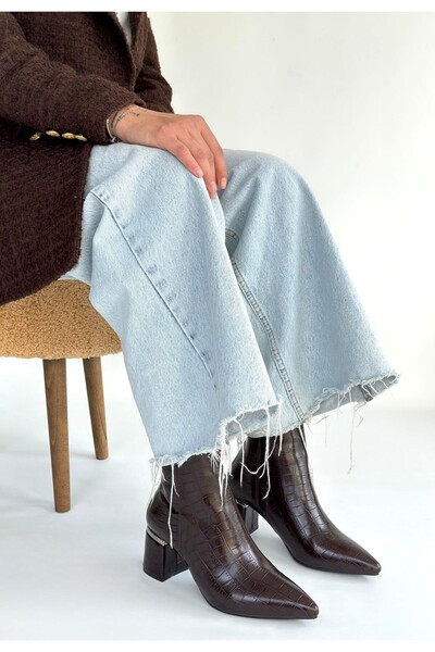 Erbilden Meça Kahverengi Cilt Topuklu Bot