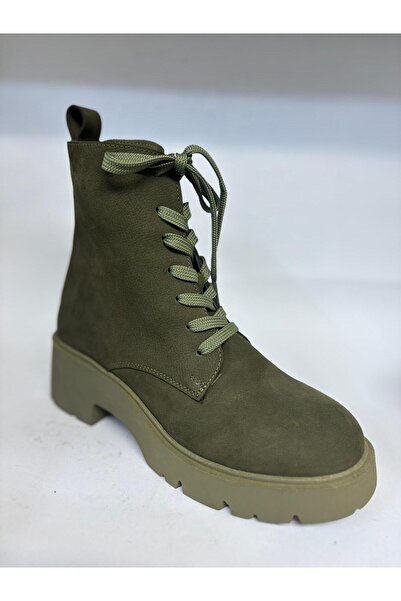 Mira Deri Genuine Nubuck 5 cm Wedges Heels with Laces - Zippered Women's Boots Palermo