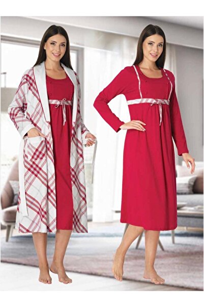 Lohusa Homewear Set de 2 cămăși de noapte pentru maternitate, cu mânecă lungă...