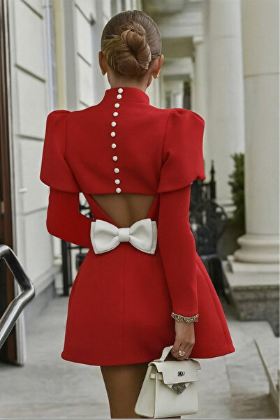 Masspera Yarım Balıkçı Yaka Uzun Kollu Sırt Dekolteli Düğme Ve Fiyonk Detay T...