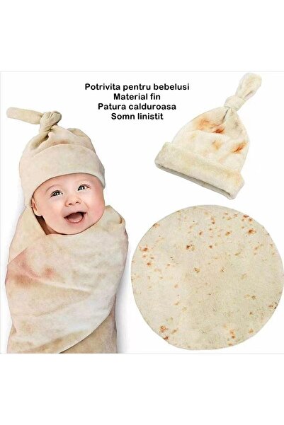 Flippy Flippy flannel blanket and hat set, loaf shape, for newborns, polyester material, 85 cm, cream