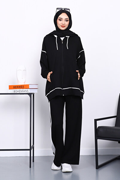 İmajButik Set modal cu glugă neagră cu secțiuni