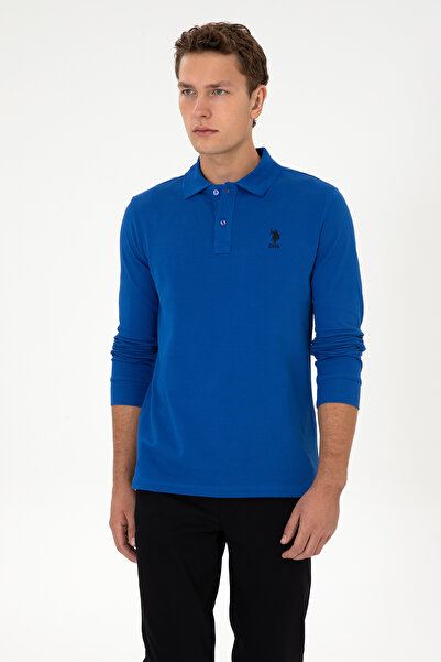 U.S. Polo Assn. Men's Regular Fit Polo Collar Blue Basic Sweatshirt 50307757-...