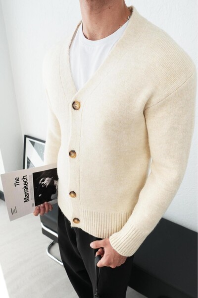 Ben Özgürüm Ön Düğmeli Erkek Triko Ceket