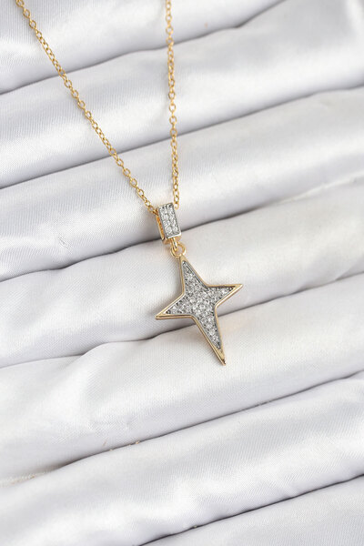 Bernami Special Steel Chain Gold Color Polar Star Model Zircon Stone Women's Necklace Offer!! !