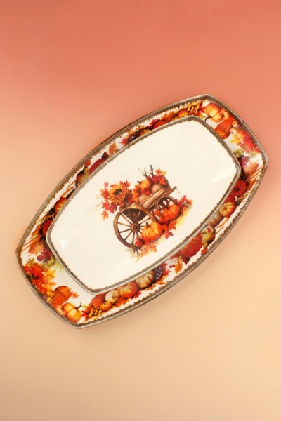 Bursa Porselen Dekor Retro Fall'25 Garden 2 Boy Porcelain Boat-Shaped Plate