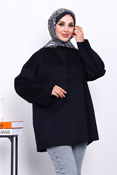 İmajButik Μπουφάν με ένα κουμπί σε μπλε ναυτικό χρώμα