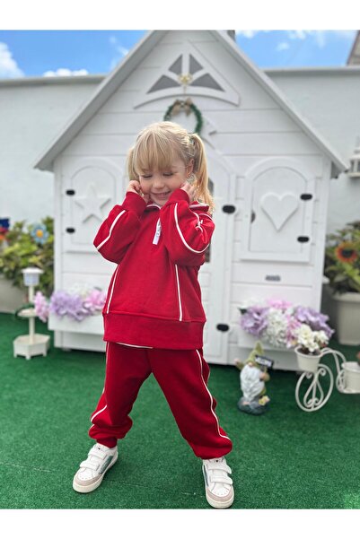 YİGİT BUTİK Girl's Top and Bottom Set with Zipper Collar