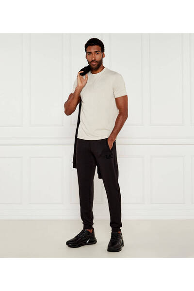 EA7 Men's Short Sleeve Crew Neck Cotton Pattern Cream T-Shirt 7m000755 Af13869-U1086