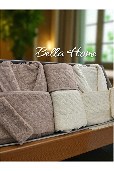 Bella Home 8 Piece Wicker Family Bathrobe Set - Dowry Set - 100% Cotton - Original Luxury Box