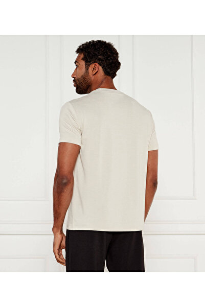 EA7 Men's Short Sleeve Crew Neck Cotton Pattern Cream T-Shirt 7m000755 Af13869-U1086