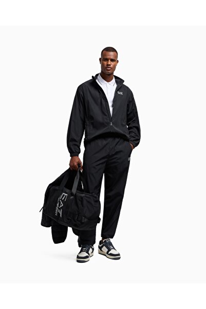 EA7 Men's Woven Fabric Short Sleeve Solid Model White Polo Neck T-Shirt 8Npf16 Pjvuz-1100