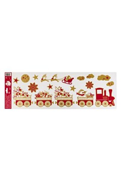 Jumbo Christmas Decorative Stickers Train with Red Gifts and Gold Glitter 56 x 20 cm