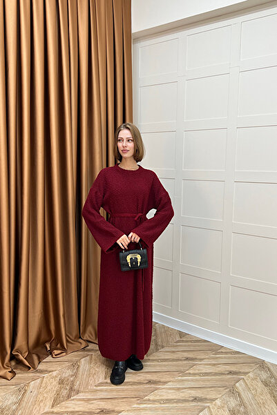 Stilife Φόρεμα από πλεκτό ύφασμα Yumoş Sim, με ανάμεικτο χρώμα, μπορντό