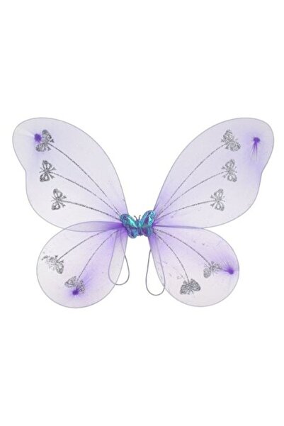 ANTBRO Aripi de fluture, liliac, 47x38 cm, cu sclipici argintiu și fluture ho...