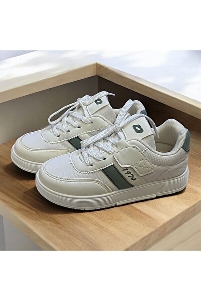 KAFKASLAR AYAKKABI Flat Sole Sneaker Girls Boys Drawstring Cream Color Children's Daily Sports Shoes