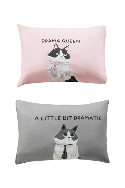 LC Waikiki Cat Printed Cotton Pillow Case Set of 2 50X70 cm
