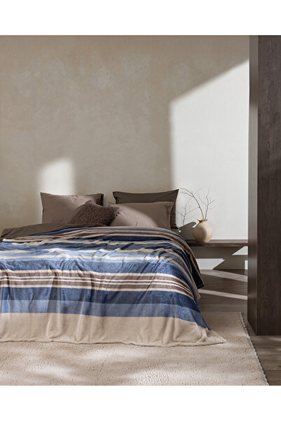 Madame Coco Mozel Single Welsoft Printed Blanket - Blue/Beige