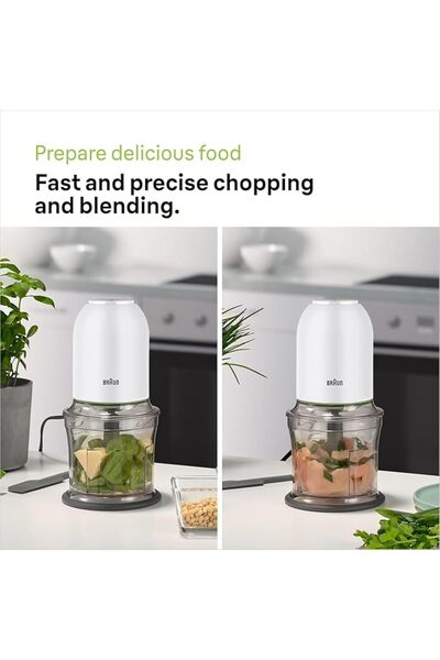 Braun 2-in-1 Chopper CH3011 WH – 500W, 0.5L, 2 Speeds, Ice Crusher, Dishwasher-Safe (White)