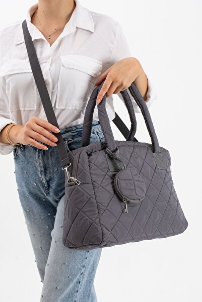 mugalas Gray Large Size Soft Adjustable Long Strap Handbag and Crossbody Women's Shoulder Bag