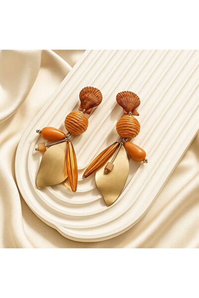 Luxiva Orange Turquoise Color Dangle Earrings