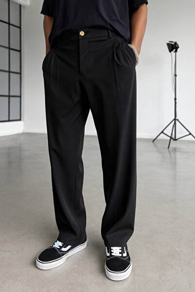 ElitWear Erkek Baggy Pileli Rahat Kesim Bol Kalıp Pantolon