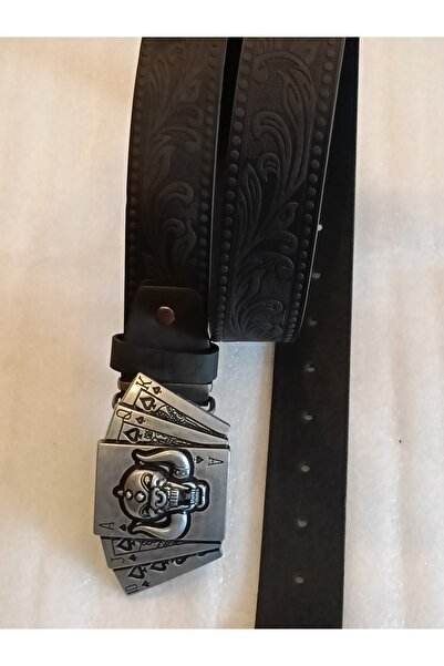 Butik Tülin حزام بإبزيم من الجلد الصناعي الأصلي للجنسين باللون الأسود العتيق ...