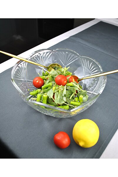Qualitev 1 Piece Glass Salad Bowl 24 cm Large Size Bowl - Defne