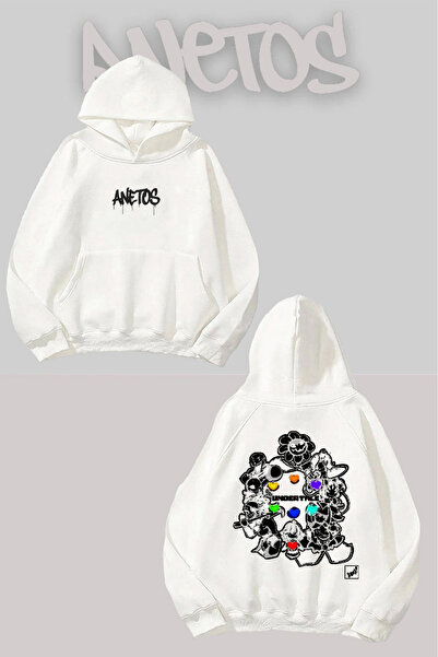 Anetos Undertale 1 Бяла суитшърт с качулка и печат на гърба