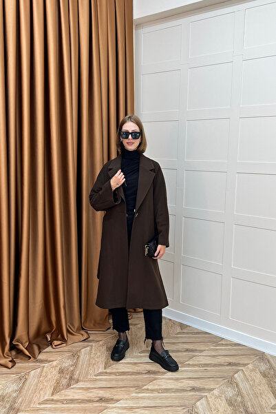 Stilife Παλτό με ζώνη από ύφασμα Star Premium καφέ