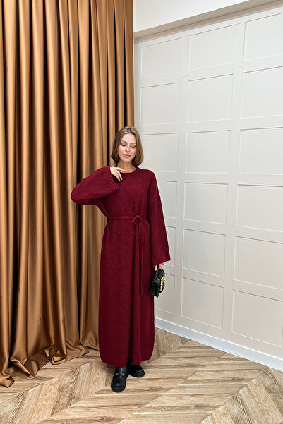 Stilife Φόρεμα από πλεκτό ύφασμα Yumoş Sim, με ανάμεικτο χρώμα, μπορντό