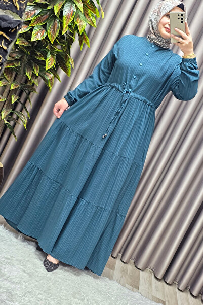 Elmas Tesettür Γυναικεία Ρούχα Μασούρι Φόρεμα Μεγάλου Μεγέθους Γκοφρέ