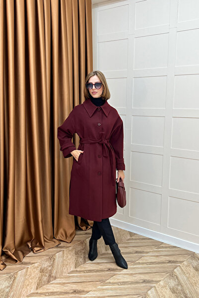 Stilife Parla Premium Kumaş Kaban Bordo