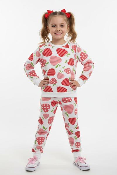 NEWKİDS Set de trening pentru fete cu model căpșuni, 2 fire, cu căptușeală di...