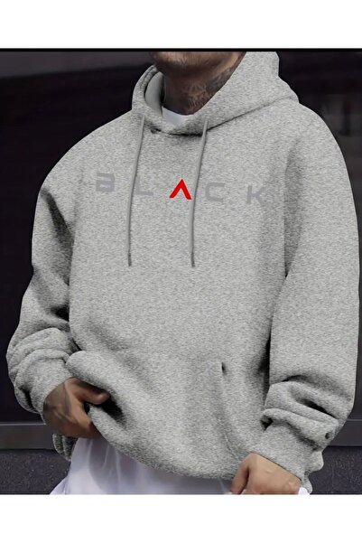 herkesemoda Чорна футболка з капюшоном, з підкладкою з флісу