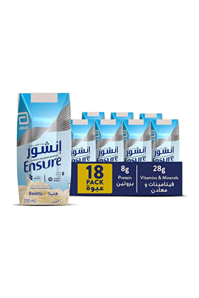 Ensure حليب سائل بنكهة الفانيليا 200 مل × 18 عبوة