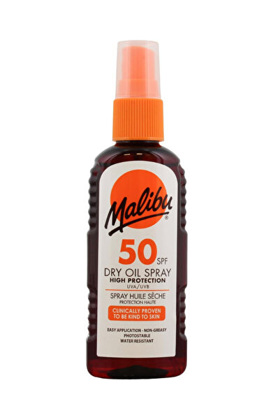 Malibu بخاخ زيت جاف غير دهني بعامل حماية من الشمس 50 للتسمير، حماية عالية، مق...