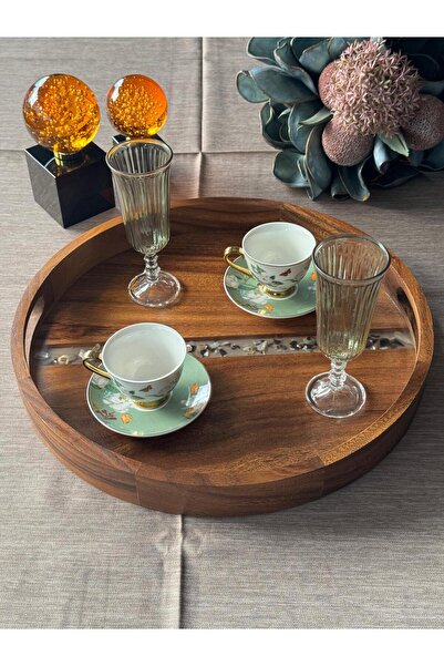 Meri Ev Gereçleri Acacia Large Size Round Tray 38cm