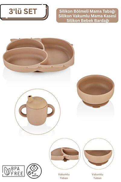 espashome طقم تغذية للأطفال من السيليكون مكون من 3 قطع / طبق طعام مقسم / وعاء...