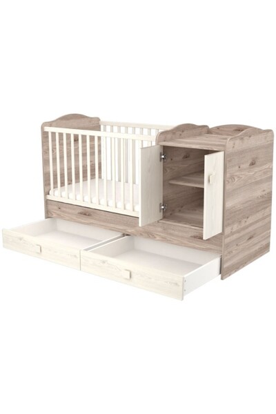 Hubners Sofia Maxi Kombi wooden convertible cot with 2 drawers 120x70 cm cream sand